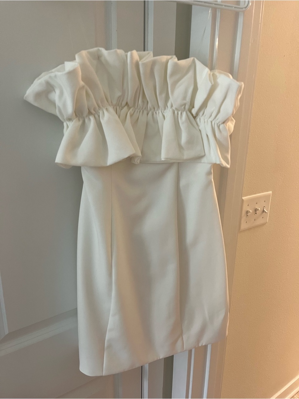 DO+BE Cream Strapless Ruffle Dress